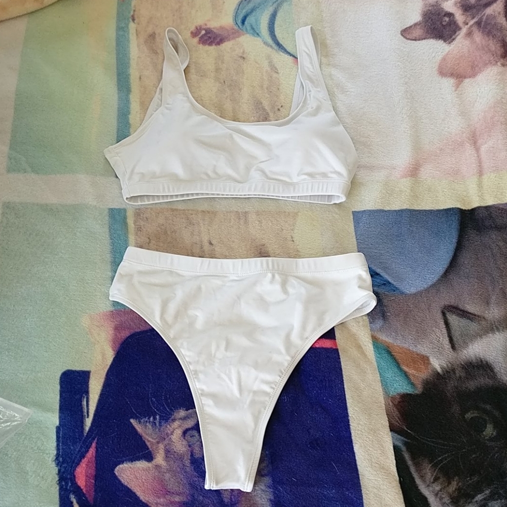 White High Waisted High Leg Bikini